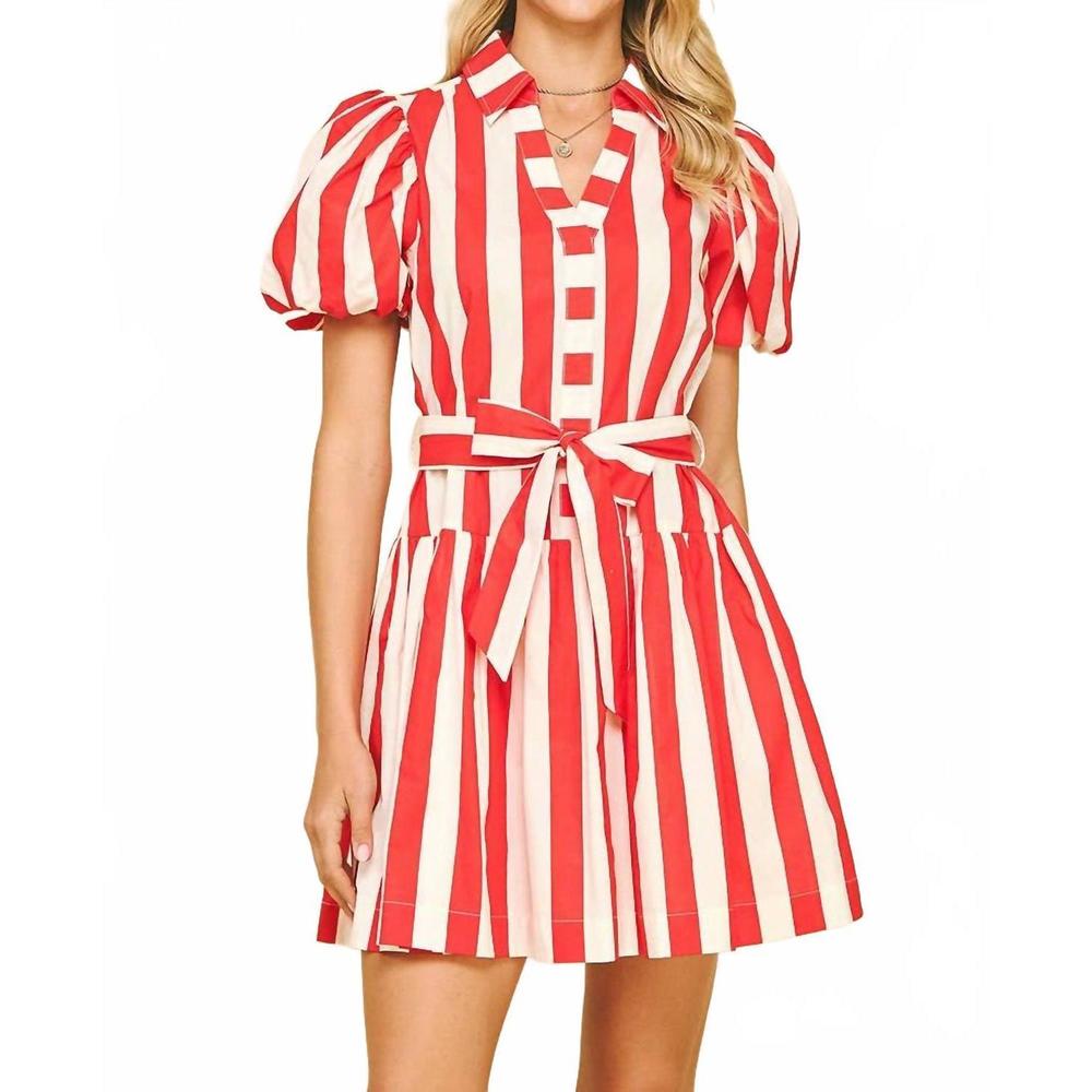 Pinch Red and White Striped Mini Dress - Picture 4 of 6